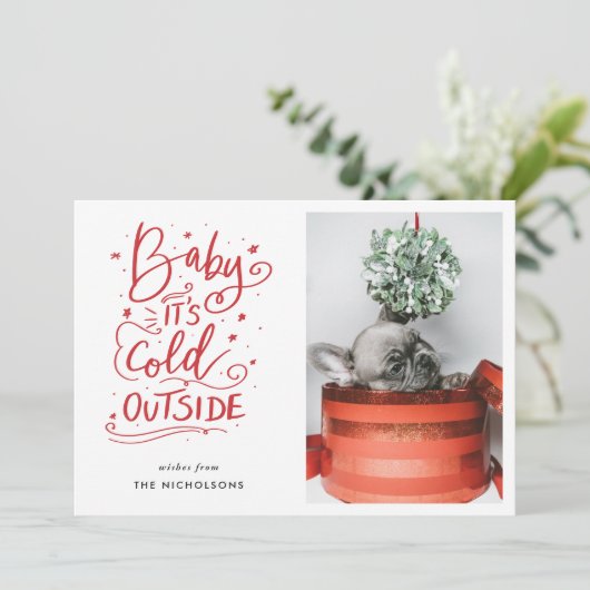 ベビーItsの冷たい外側の赤いスクリプトの写真 招待状 (スタンド正面)