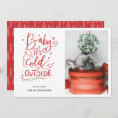 ベビーItsの冷たい外側の赤いスクリプトの写真 招待状 (正面/裏面)