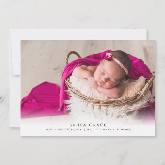 ベビーitsコールドアウトサイドガールホリデイ誕生 案内状 (裏面)