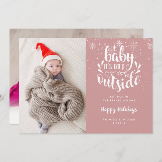 ベビーitsコールドアウトサイドガールホリデイ誕生 案内状 (正面/裏面)