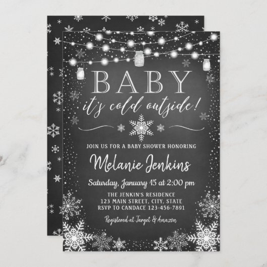 ベビーIt's Cold Outsideベビーシャワー招待状 招待状 (正面/裏面)