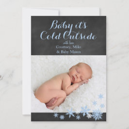 ベビーIt's Cold outside Holiday Photo Card in Blue シーズンカード