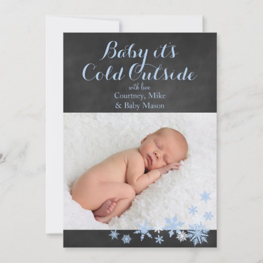 ベビーIt's Cold outside Holiday Photo Card in Blue シーズンカード (正面)