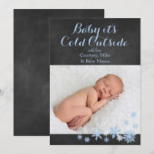 ベビーIt's Cold outside Holiday Photo Card in Blue シーズンカード (正面/裏面)