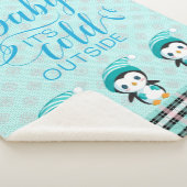 ベビーIts Cold Outside Mint Green Penguin Blanket シェルパブランケット (3/4)