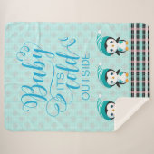ベビーIts Cold Outside Mint Green Penguin Blanket シェルパブランケット (正面(横))