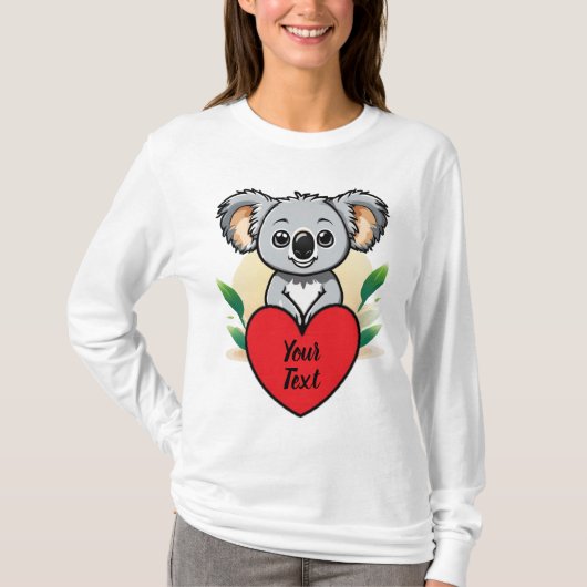 ベビーKoala BearハートとYour カスタム Message Tシャツ (正面)