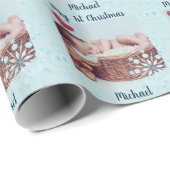 ベビーPHOTO GiftWrap - 1st Christmas Snowflaks ラッピングペーパー (ロールコーナー)