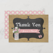 ベビーQのシャワーのバーラップのメーソンジャーのサンキューカード サンキューカード (正面/裏面)