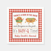 ベビーQをテーマにしたジェンダーがナプキンを明らかにする スタンダードカクテルナプキン (正面)