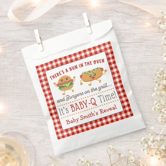 ベビーQをテーマにしたジェンダーが好意バッグを明らかにする フェイバーバッグ (クリップ留めされた状態)