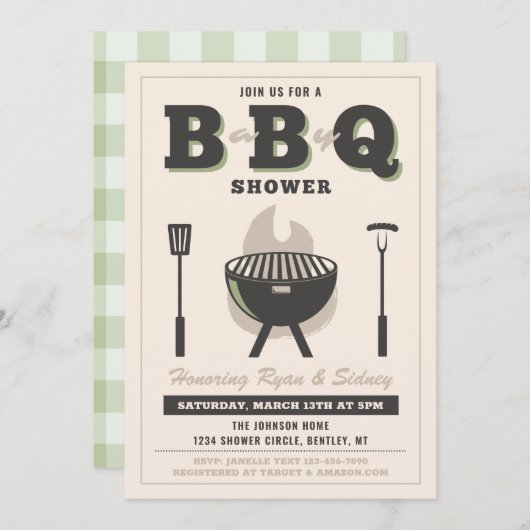 ベビーQシャワー招待状 |ベビーQ招待状 招待状 (正面/裏面)