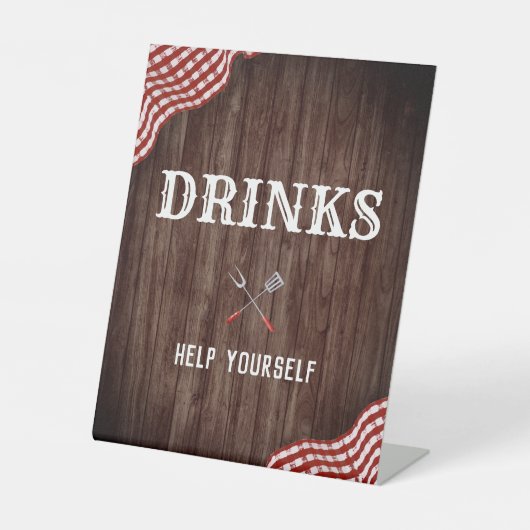 ベビーQバックヤードBBQデコレーションドリンクサイン 台座サイン (正面)