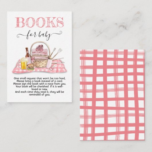 ベビーQバーベキューシャワーピンクブックスベビーカード エンクロージャーカード (正面/裏面)