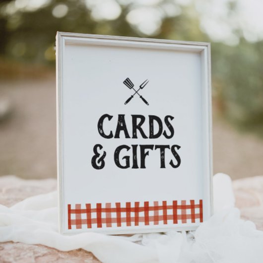 ベビーQバーベキュー赤ちゃんシャワーカードとギフトサイン ポスター