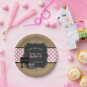 ベビーQベビーシャワーデコール、素朴な黒板+ピンク ペーパープレート (パーティー)