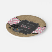 ベビーQベビーシャワーデコール、素朴な黒板+ピンク ペーパープレート (アングル)