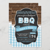 ベビーQベビーシャワー招待状for Boy - Baby Blue 招待状 (正面/裏面)