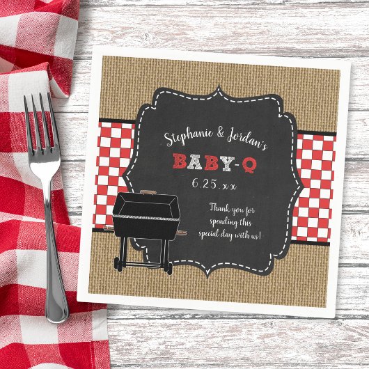 ベビーQベビーシャワー、ニュートラルなカップルのシャワー装飾 スタンダードカクテルナプキン