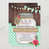 ベビーQメイソンジャーブベイビーシャワー招待状BBQ 招待状 (正面/裏面)