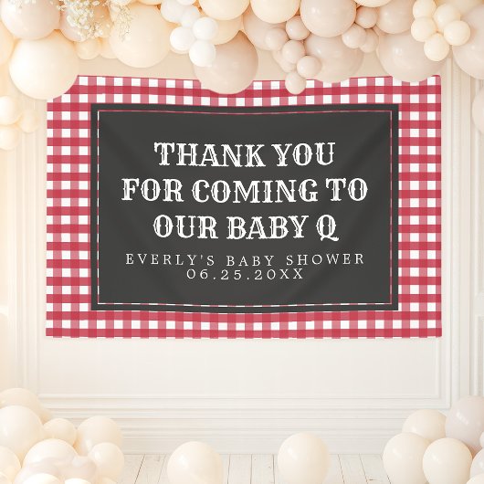 ベビーQ赤い格子模様の赤いシャワーへようこそ 横断幕