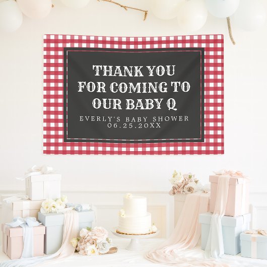 ベビーQ赤い格子模様の赤いシャワーへようこそ 横断幕