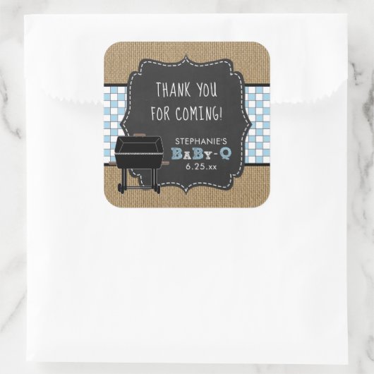 ベビーQ赤ちゃん感謝していシャワーお気に入りステッカーBLUE スクエアシール (バッグ)