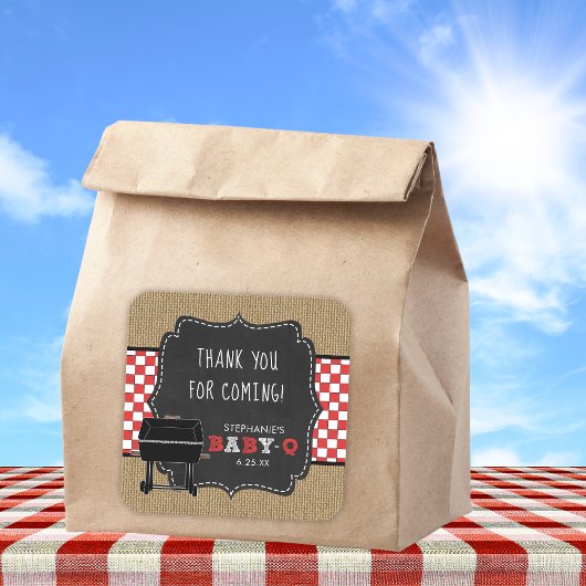 ベビーQ赤ちゃん感謝していシャワーお気に入りステッカーRED スクエアシール