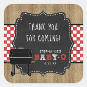 ベビーQ赤ちゃん感謝していシャワーお気に入りステッカーRED スクエアシール (正面)