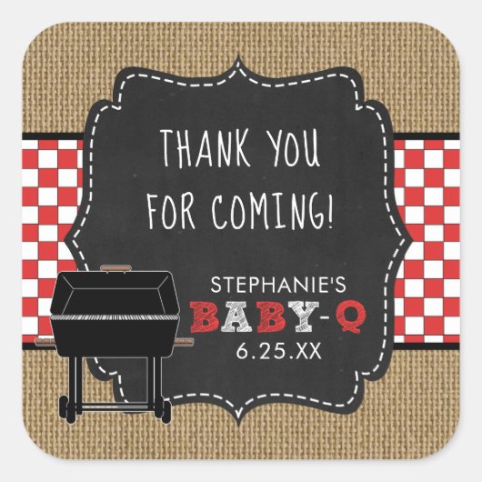 ベビーQ赤ちゃん感謝していシャワーお気に入りステッカーRED スクエアシール (正面)