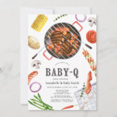 ベビーQ食カラフル品BBQベビーシャワー 招待状 (正面)