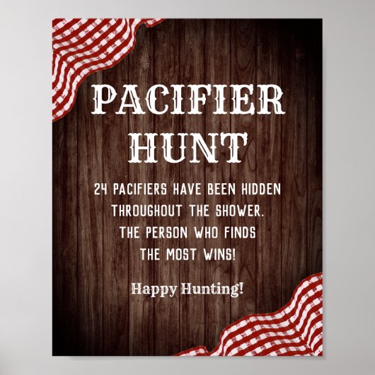 ベビーQ BBQベビーシャワーおしゃぶり狩りゲームサイン ポスター (正面)