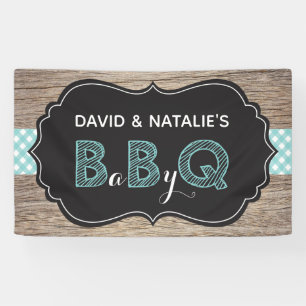 ベビーQ BBQベビーシャワーバナーティール（緑がかった色） 横断幕