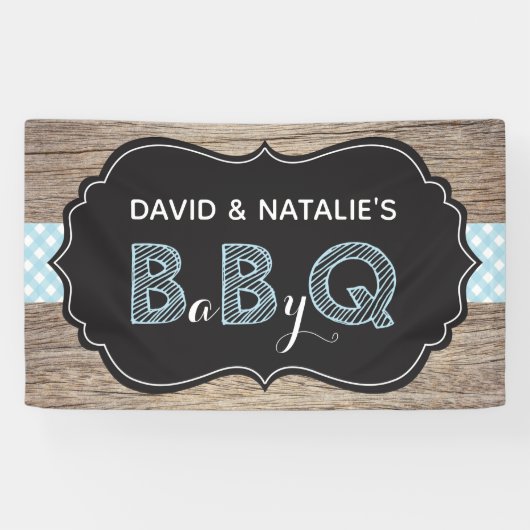 ベビーQ BBQベビーシャワーバナーブルー 横断幕 (横)