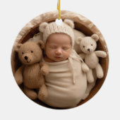 ベビーReindeerJumpsuitベビーの初めてのクリスマス セラミックオーナメント (裏面)