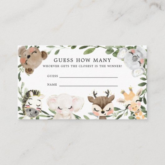 ベビーSafari推測カードの数 エンクロージャーカード (正面)