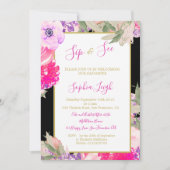 ベビーSIPと参照フローラバラ金ゴールドピンク 招待状 (正面)