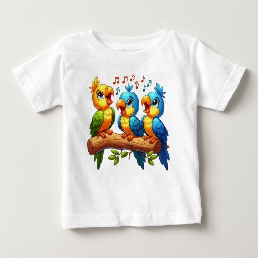 ベビーTシャツかわいいオウムイラストレーション ベビーTシャツ (正面)