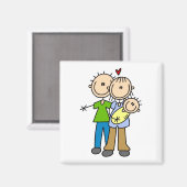 ベビーTシャツとギフトを持つ新しい親 マグネット (正面/裏面)