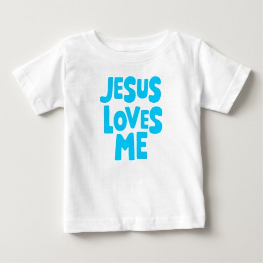 ベビーTシャツの青「イエス様は私を愛してる」 ベビーTシャツ (正面)