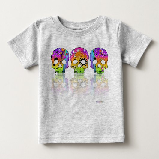 ベビーTシャツクリーパー – ポップ・アートの ARTスカル ベビーTシャツ (正面)