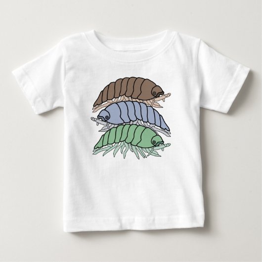 ベビーTシャツ - ダンゴムシ3匹 (白) (正面)