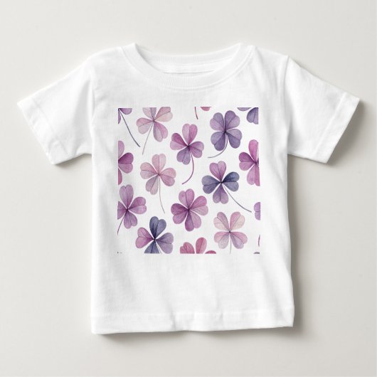 「ベビーTシャツ – ピンク&パープルクローバーフローラ」 ベビーTシャツ (正面)