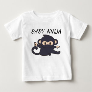 ベビーTシャツ(忍者写真付き)とベビー忍者文字。 ベビーTシャツ