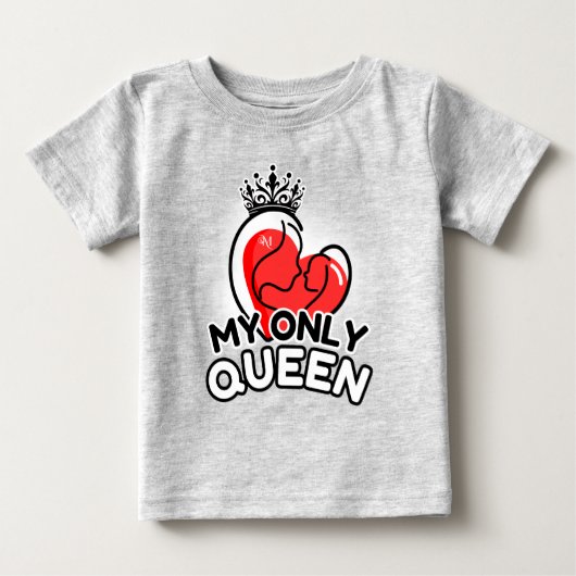 ベビーTシャツ：私の唯一の女王 (グレー) ベビーTシャツ (正面)