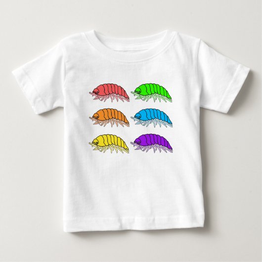ベビーTシャツ - 虹色のダンゴムシ (白) (正面)
