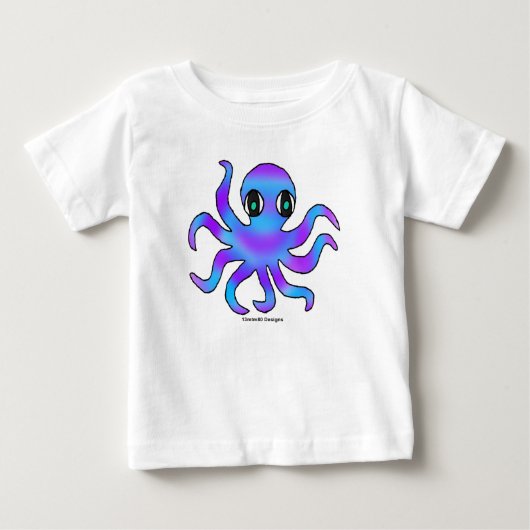 ベビーTシャツ - 青紫のタコ(白) (正面)
