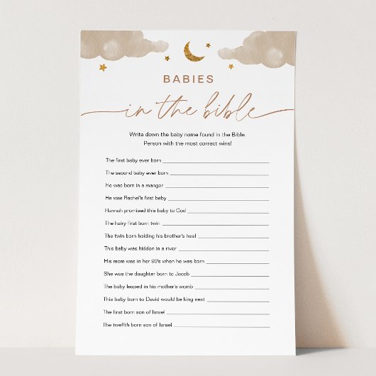 ベビーThe Bible Twinkle Star Baby Shower Game