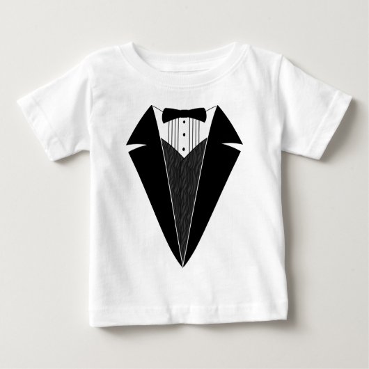 ベビーTuxedo、黒+白 ベビーTシャツ (正面)