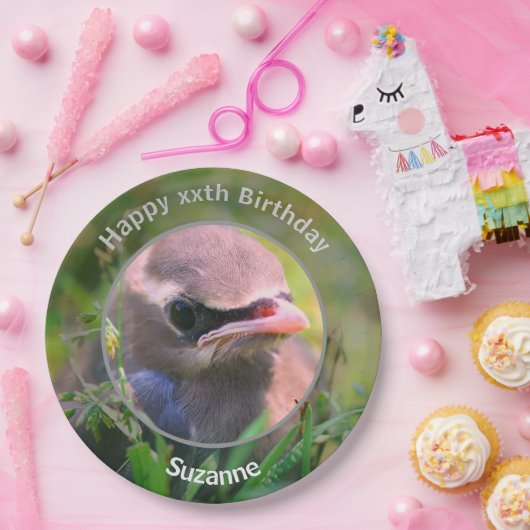 ベビーWaxwing鳥パーソナライズされた誕生日パーティー ペーパープレート (パーティー)